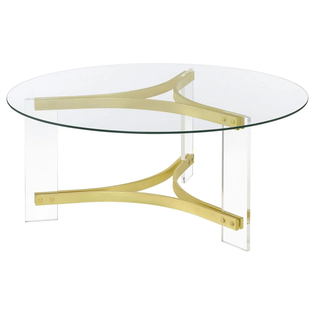 Round Glass Coffee Table with Acrylic Legs Q727