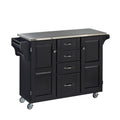 Black Kitchen Cart with Stainless Steel Top G359262