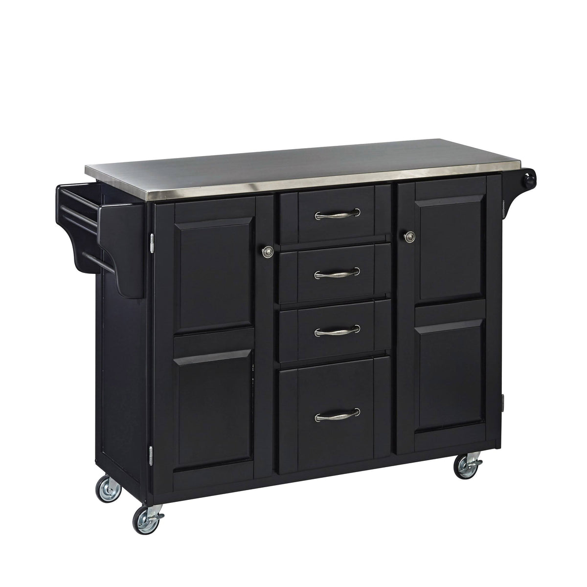 Black Kitchen Cart with Stainless Steel Top G359262