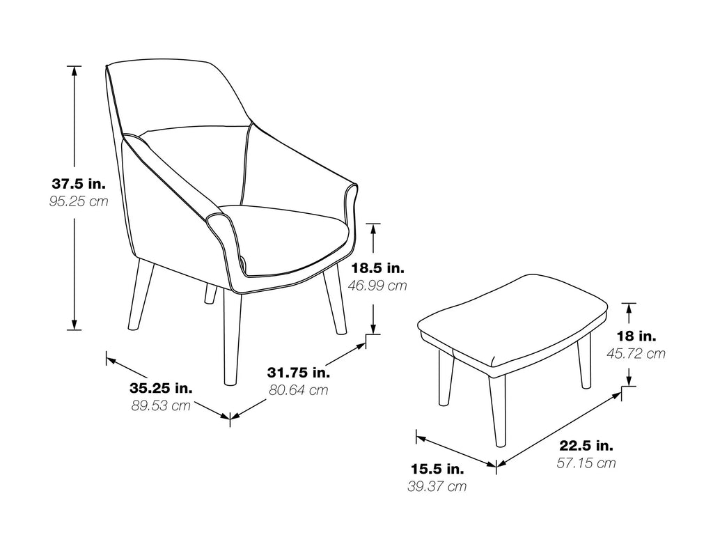 Cream Faux Leather Chair and Ottoman I53288