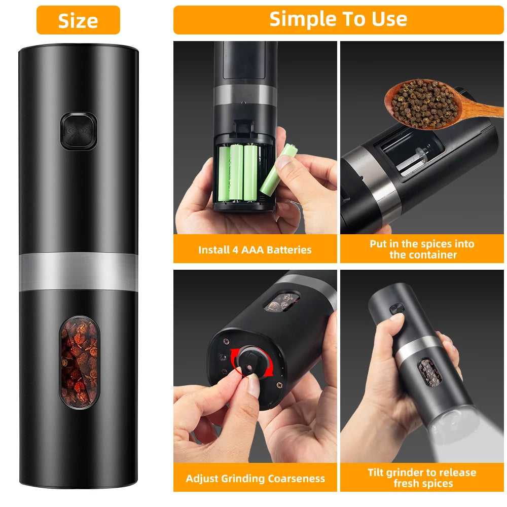 Electric Salt and Pepper Grinder Set 2 Pack Adjustable J351648