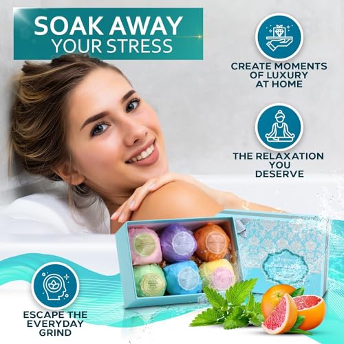 6 XXL Bath Bombs Gift Set with Dead Sea Salt Cocoa and Shea Essential Oils R165