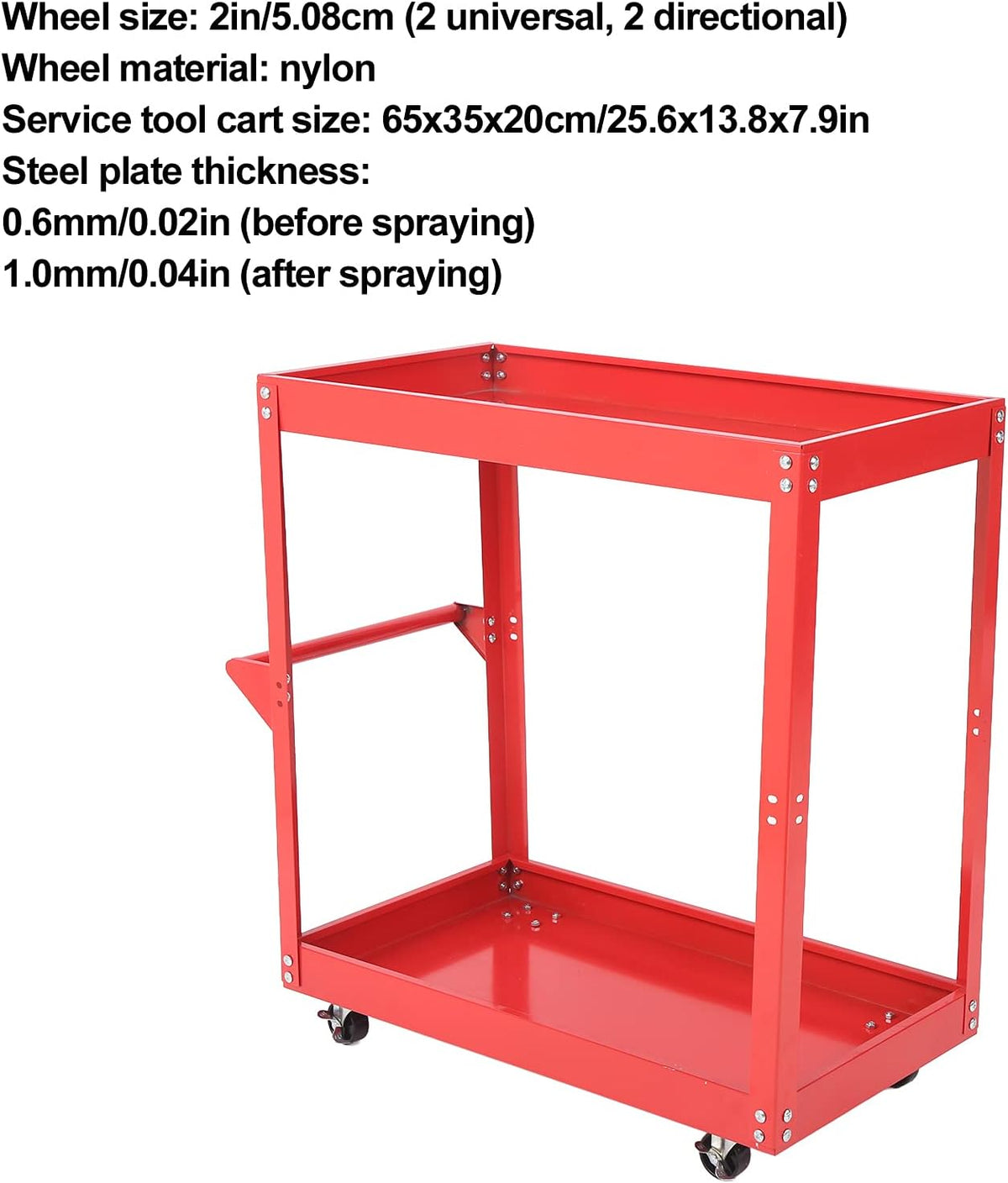 Utility Cart 2-Tray Rolling Storage Trolley X17657