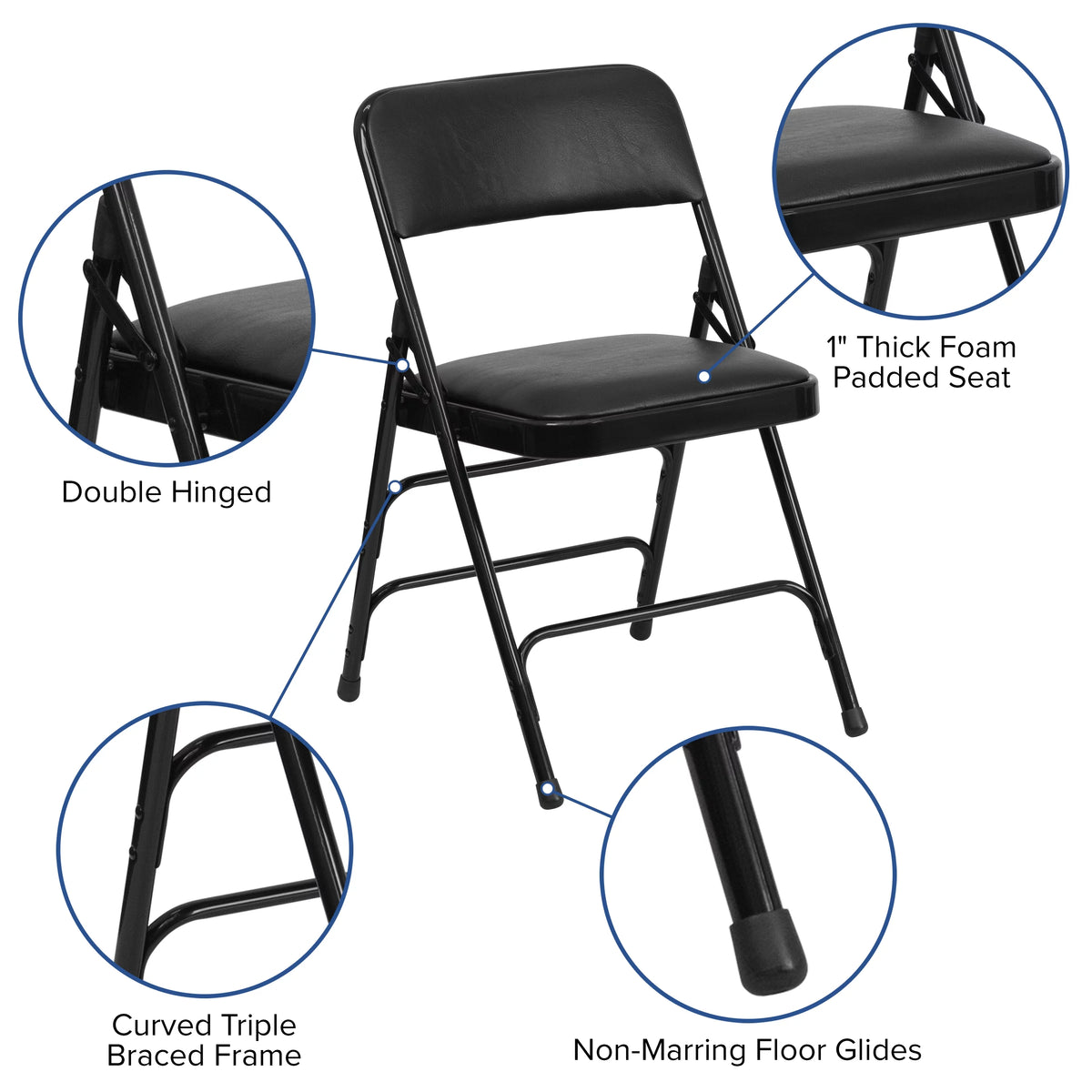 Black Vinyl Metal Folding Chair H53391