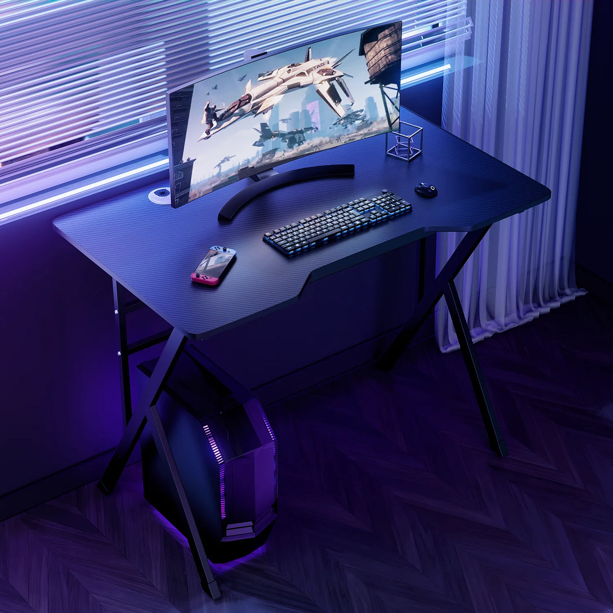 Black Portable Computer Desk with Host Rack Z27184