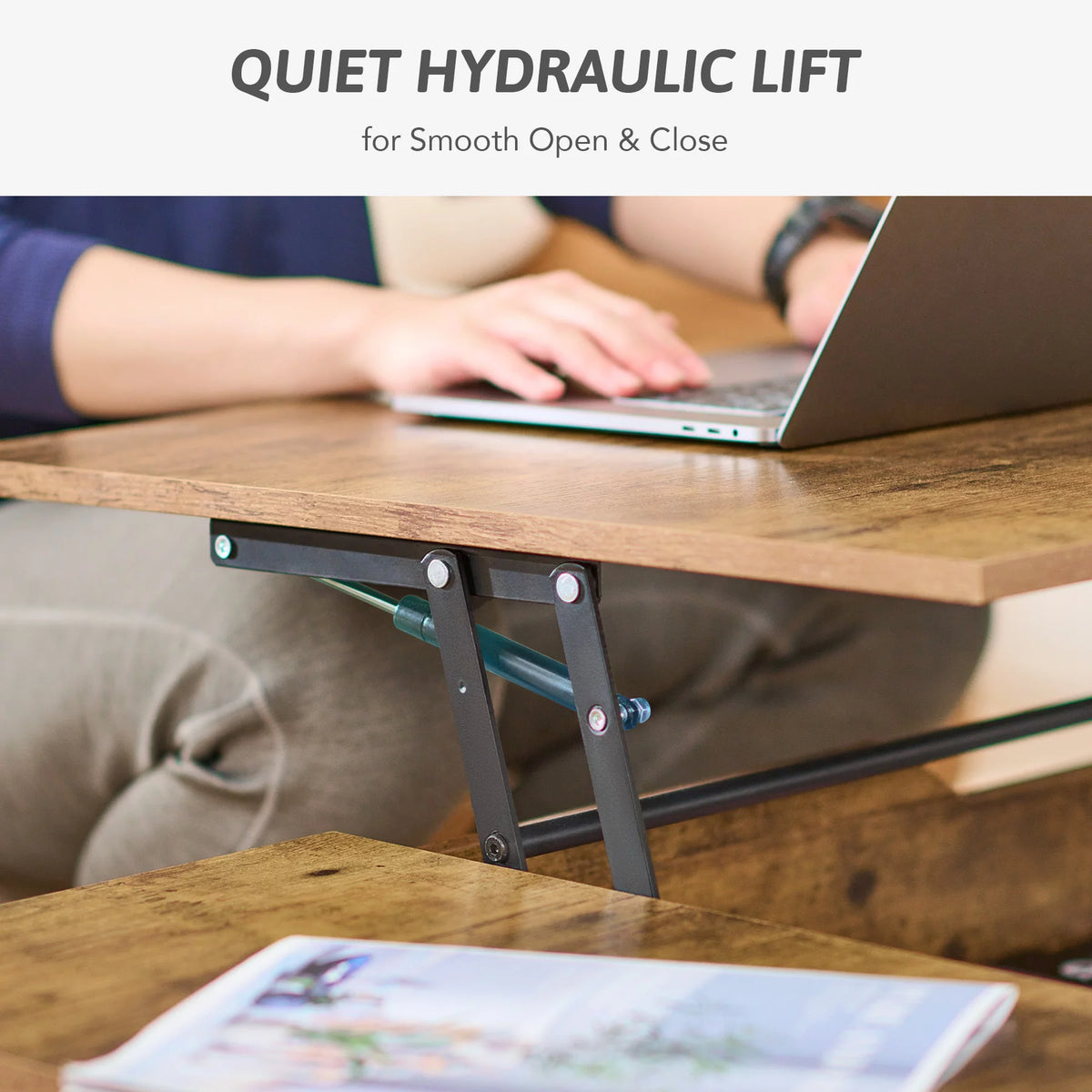 Rectangle Coffee Table with Lift Tabletop & Storage Walnut Finish F5537