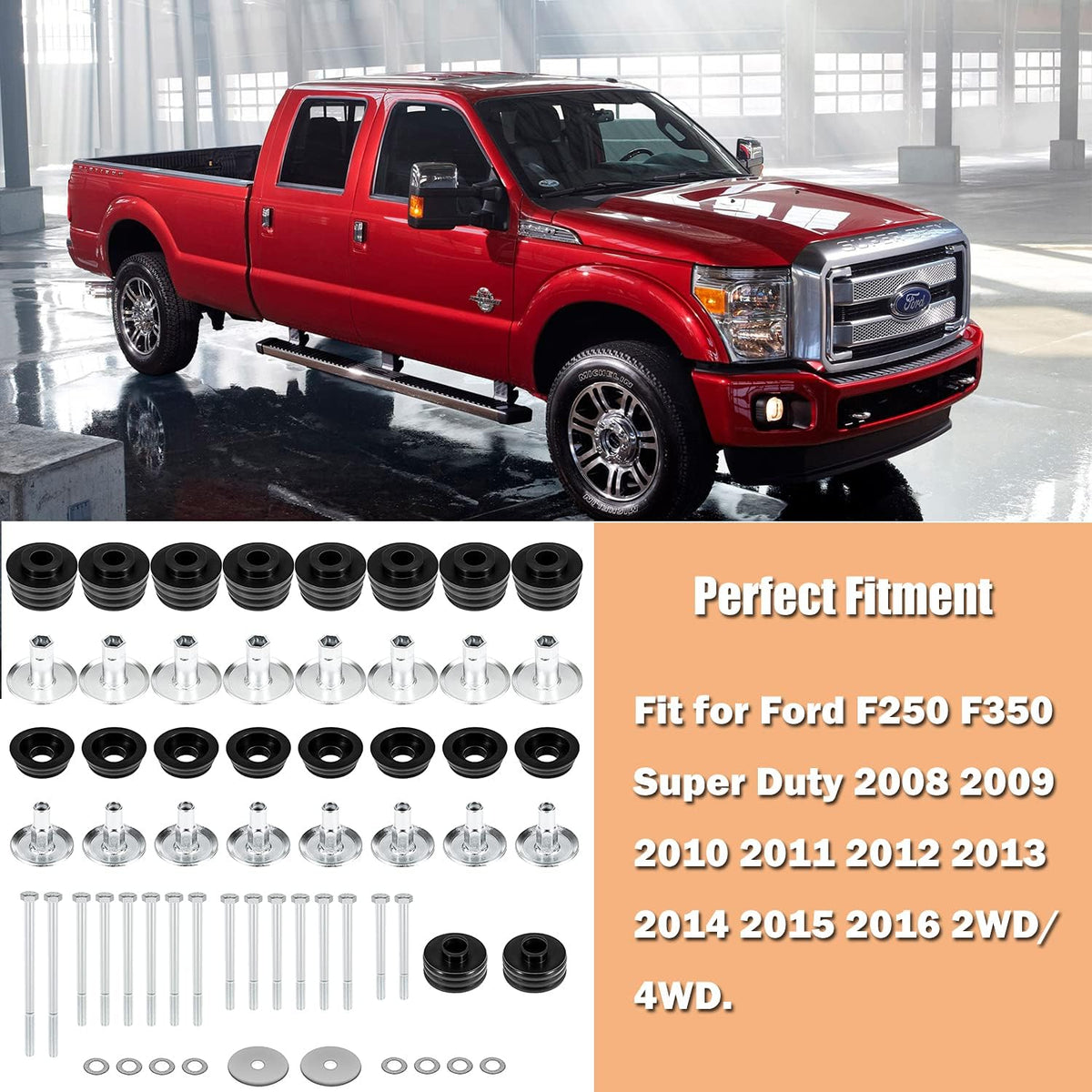 Ford Body Mount Bushing Kit with Steel Sleeves & Hardware H28566
