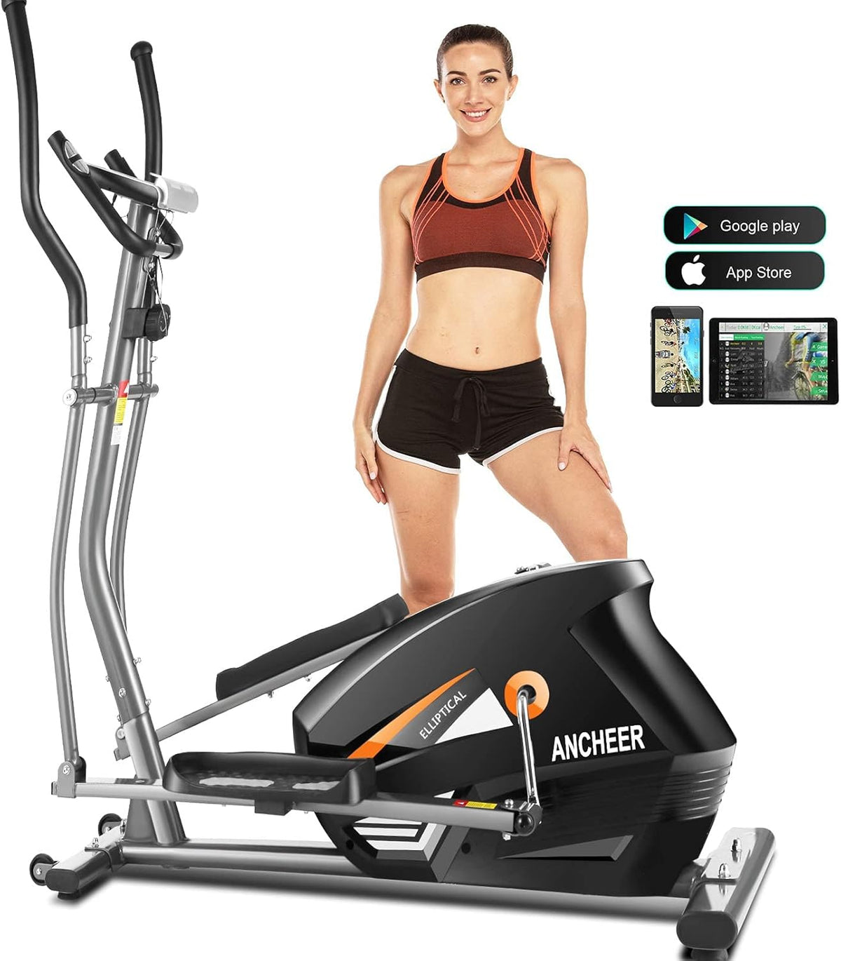 Elliptical Cross Trainer Machine with 10-Level Resistance and LCD Monitor Y262204