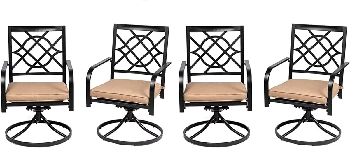 4 Piece Metal Swivel Cushioned Outdoor Dining Set E8000