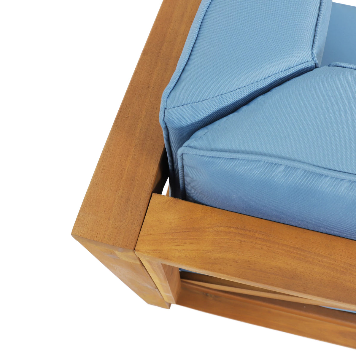 Teak Blue 8 Seater Wood Sectional Sofa Set with Coffee Table A583099