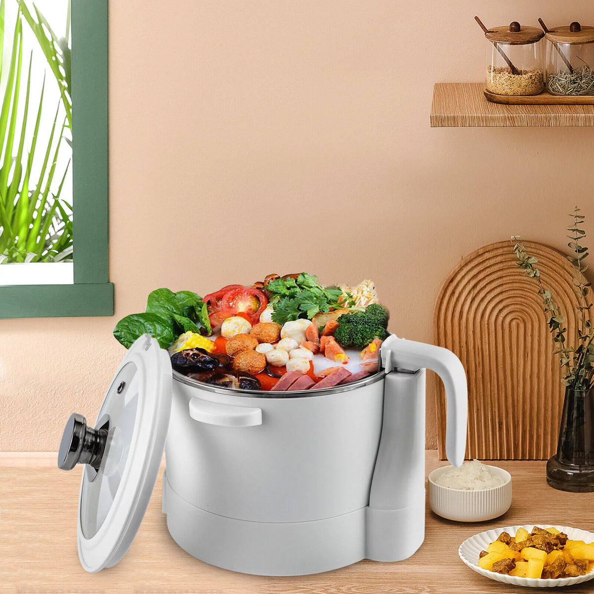 3-in-1 Electric Hot Pot Steamer with Steaming Basket W10145