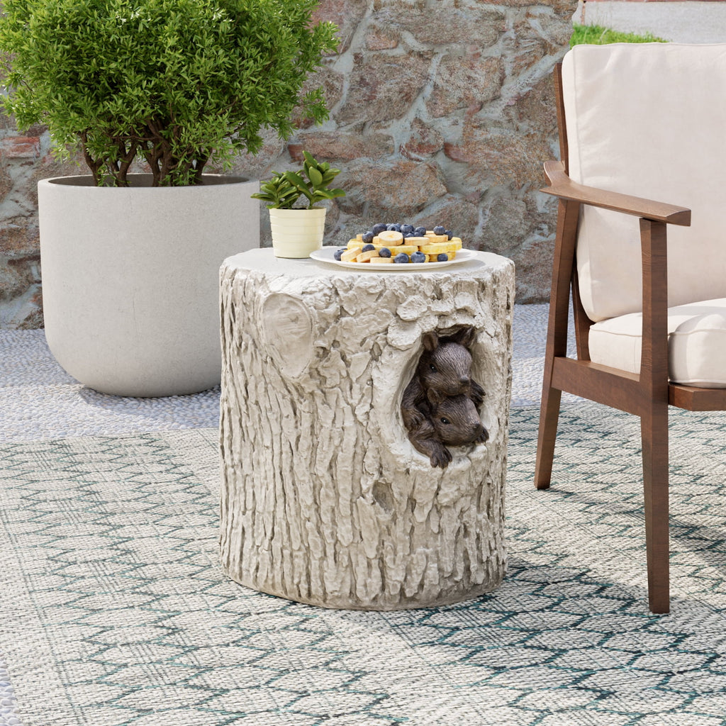 Hand-Painted Wood Stump Stool L91292