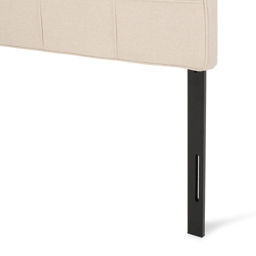 Beige Black Queen Full Upholstered Headboard O43518