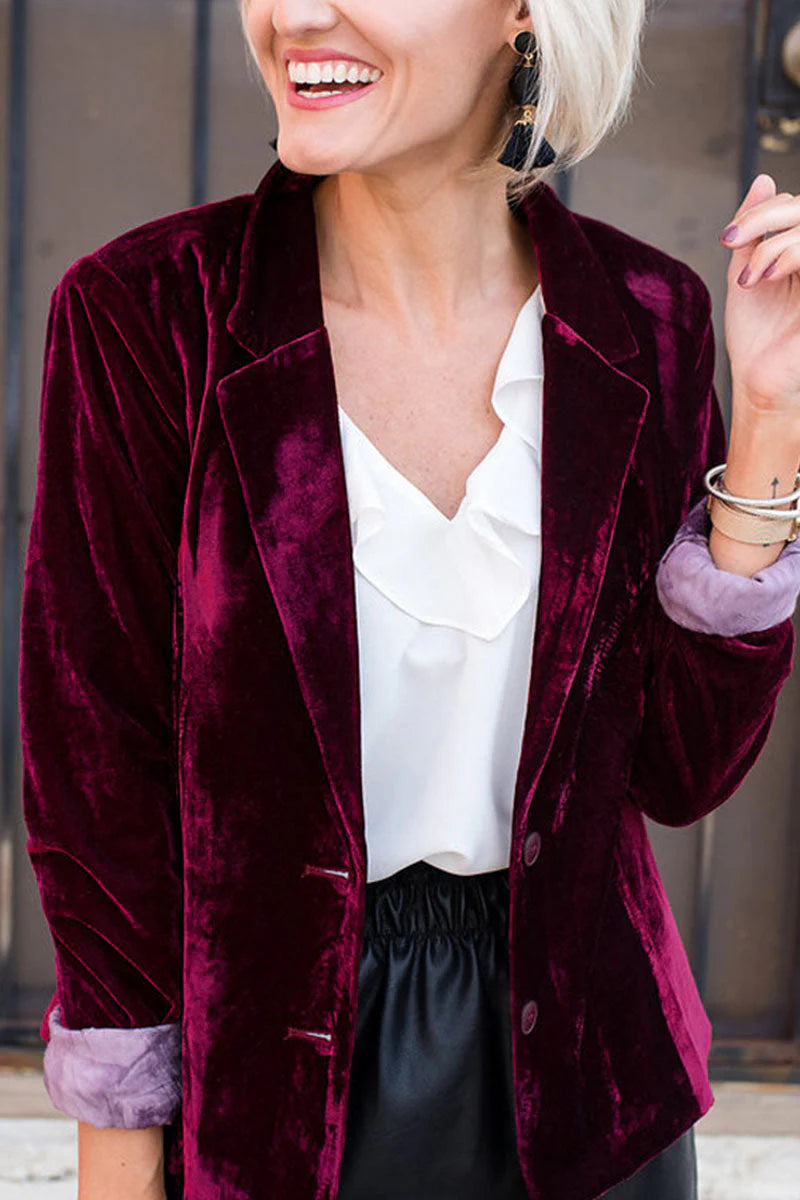 Solid Patchwork V Neck Outerwear X691