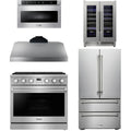 36 Gas Range, Range Hood, Refrigerator, Microwave and Wine Cooler O354