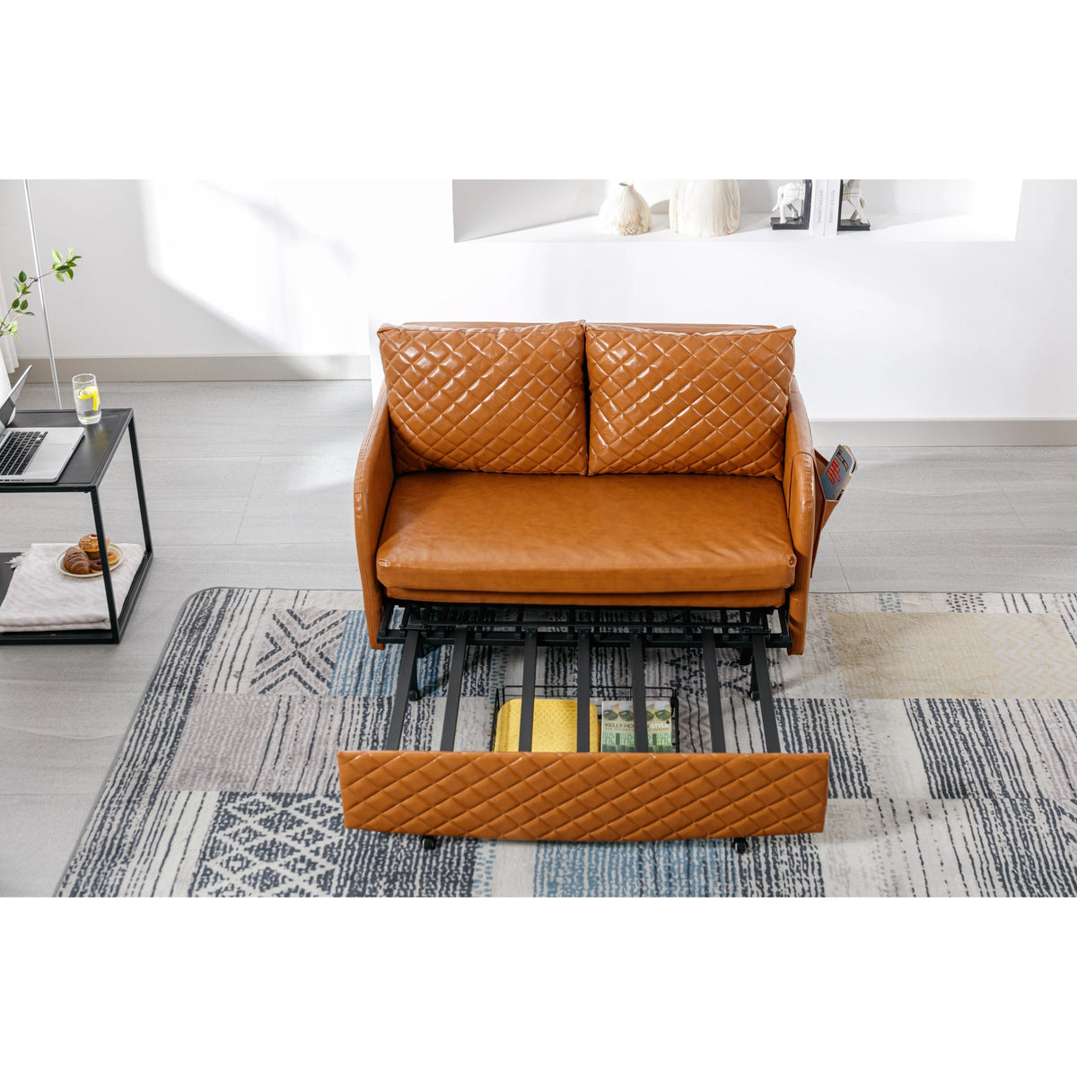 Convertible Sleeper Loveseat Sofa Bed with Headboard D184