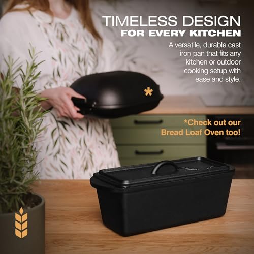 Pre-Seasoned Cast Iron Bread Loaf Pan with Lid P566