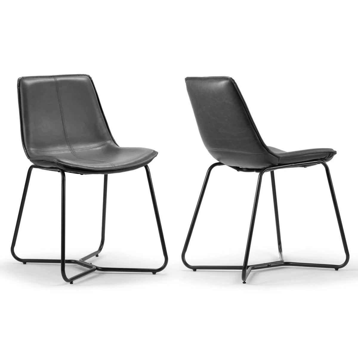 Brown Faux Leather Dining Chairs Set of 2 L335371