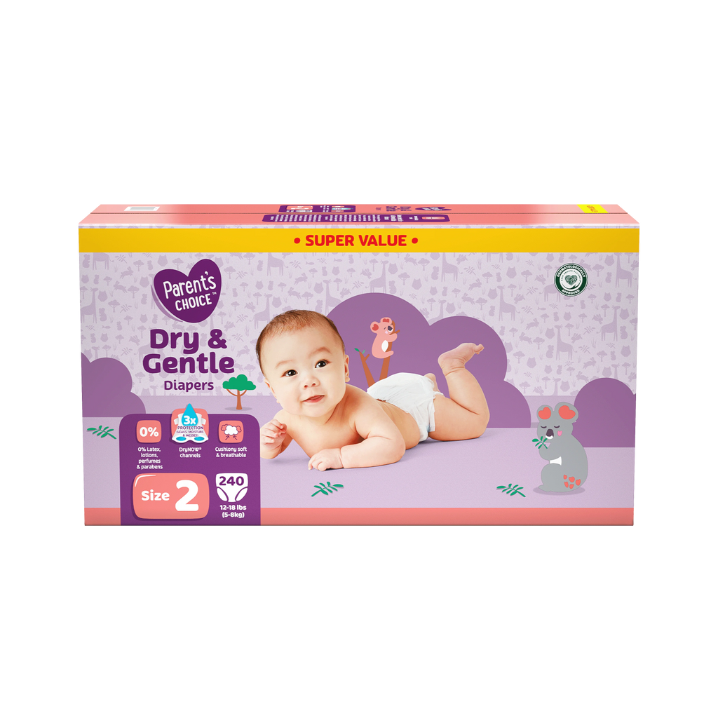 Dry & Gentle Diapers Size 2, 240 Count P3199