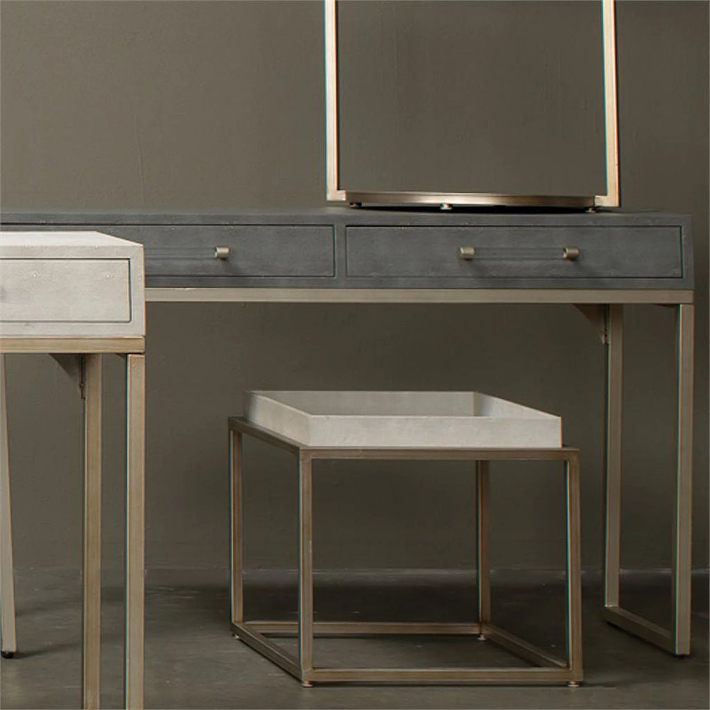 Gray Faux Shagreen Metal Console Table G478