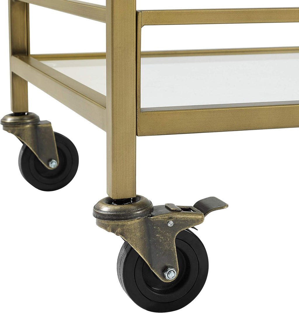 Gold and Glass Rolling Bar Cart S536964