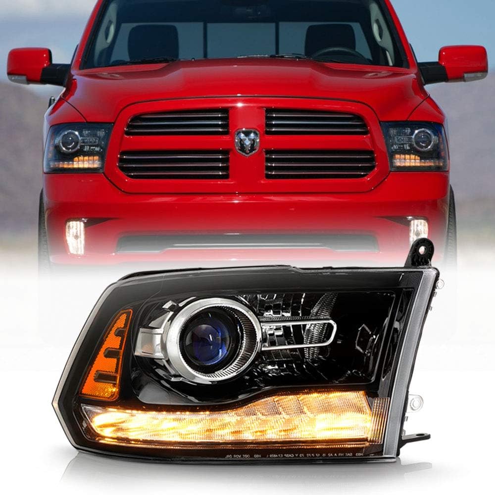2013-2015 Dodge Ram 1500 2500 3500 Black Trim Headlamp Passenger Side K51486