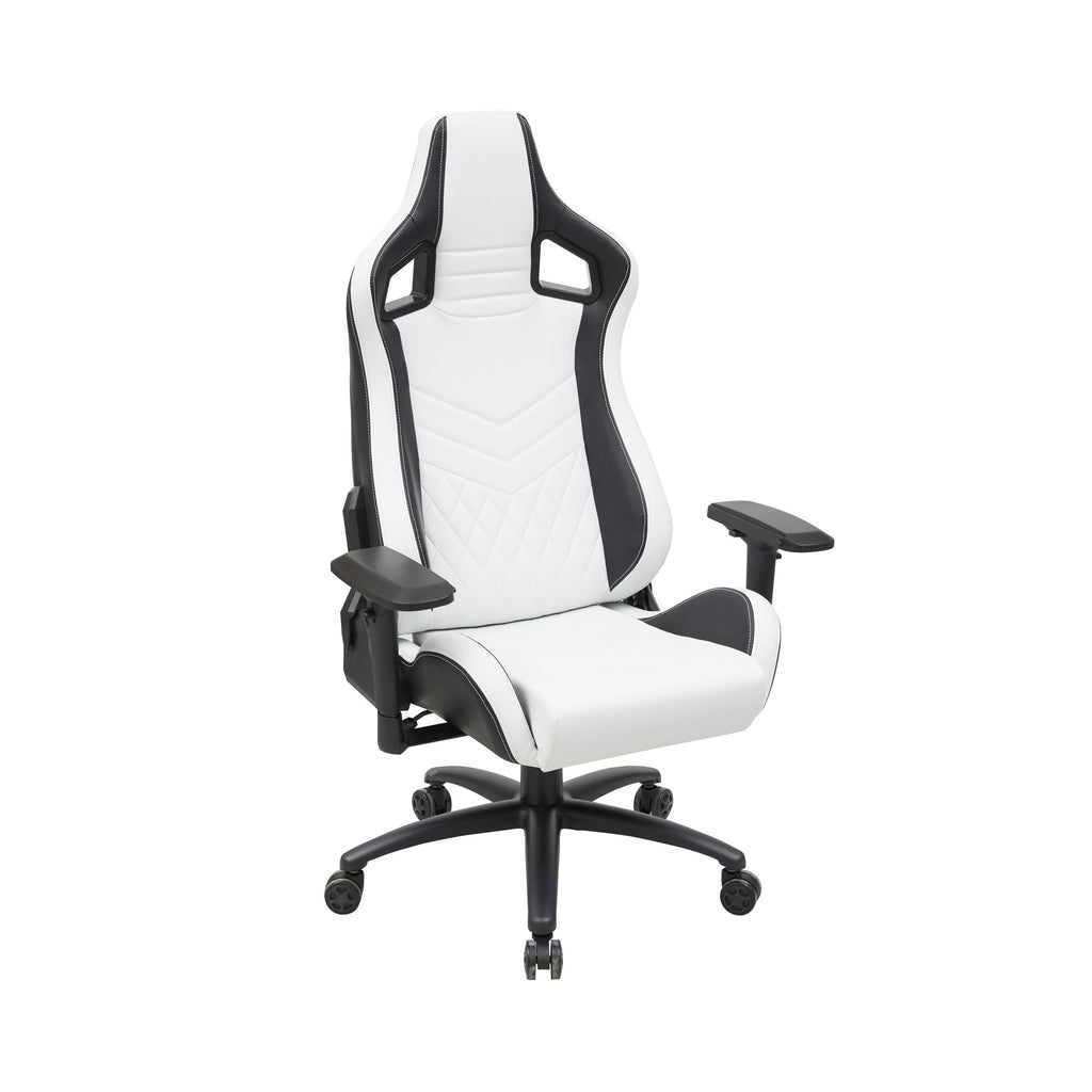 White Vegan Leather Reclining Gaming Chair O8602