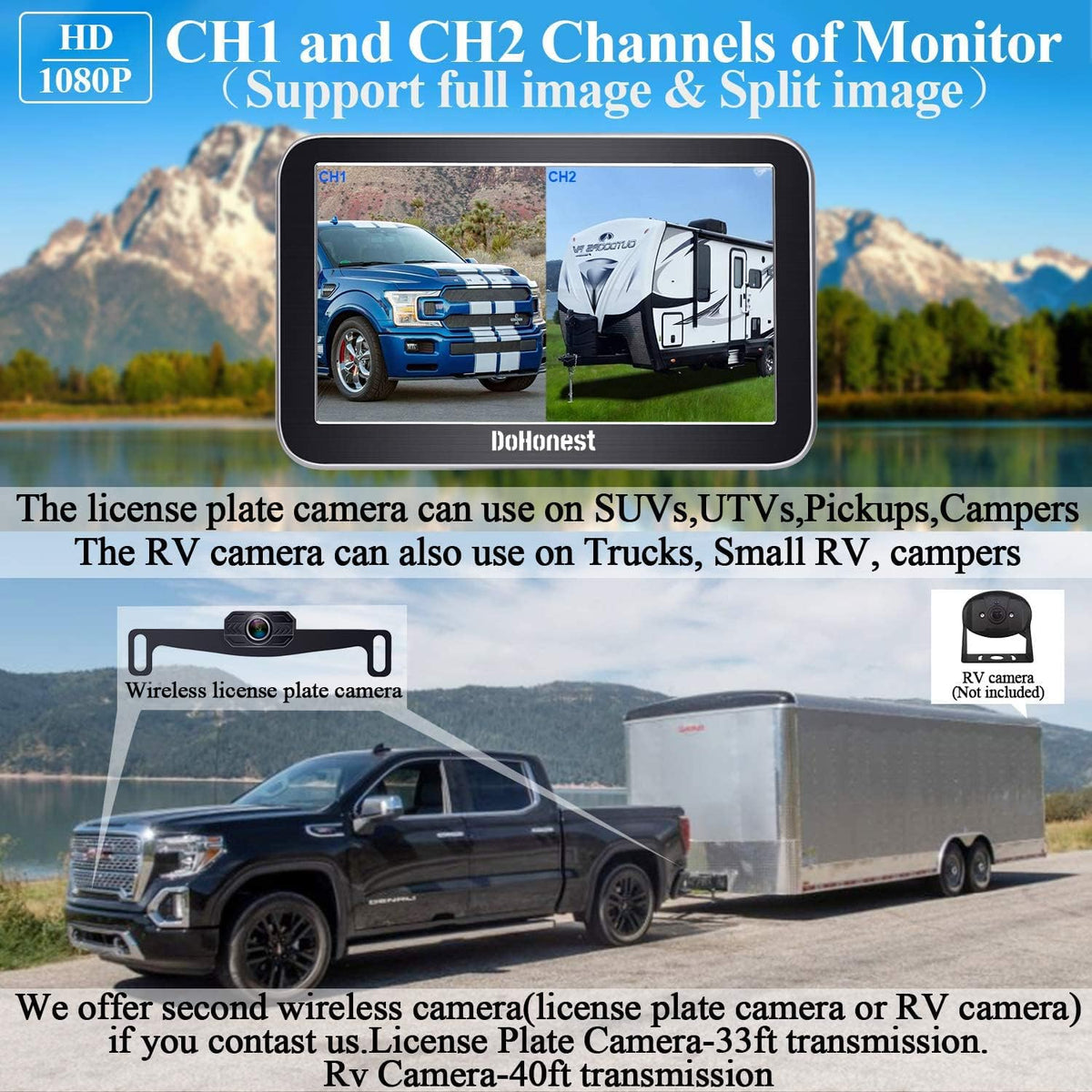 Wireless HD 1080P Backup Camera with 7 Inch Monitor Z36466