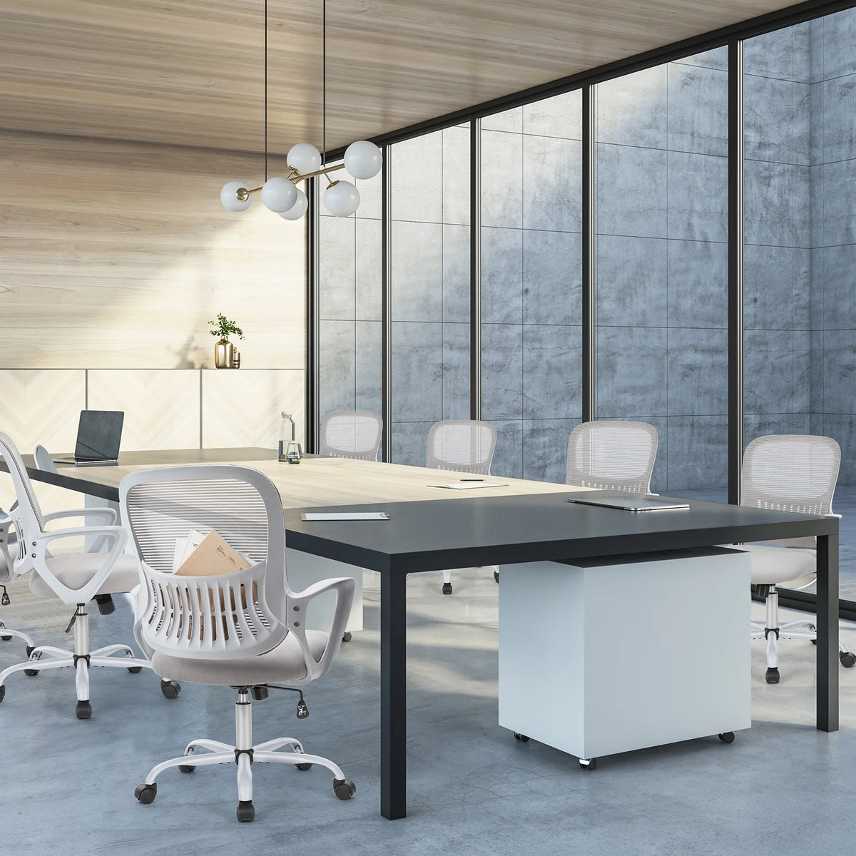 Ergonomic Mesh Office Chair with Fixed Armrest Gray J841082