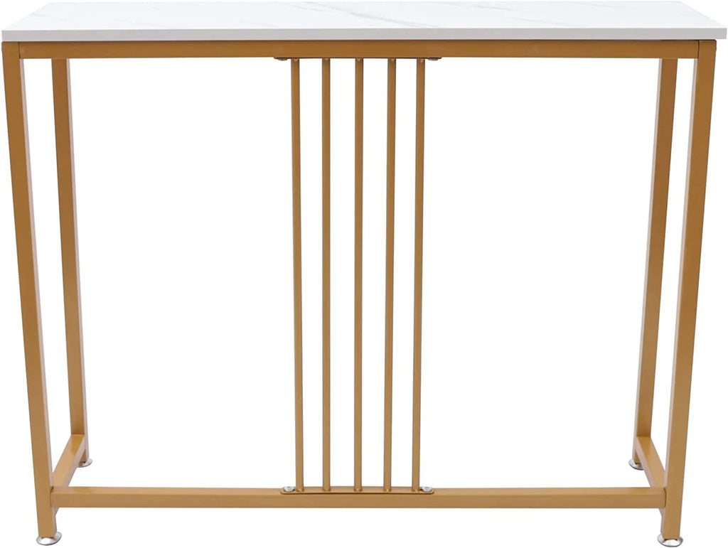 Gold and White Metal Wood Skinny Console Table Y1583