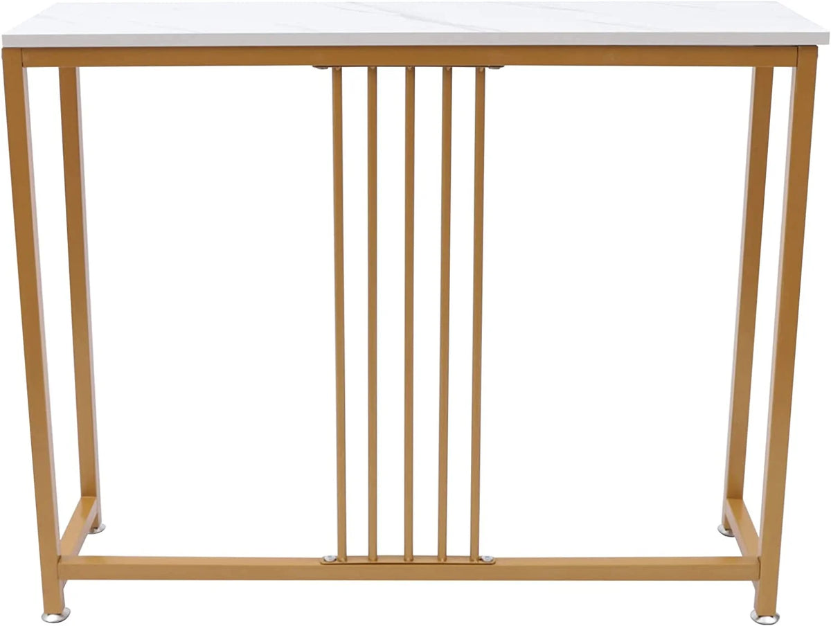 Gold and White Metal Wood Skinny Console Table Y1583