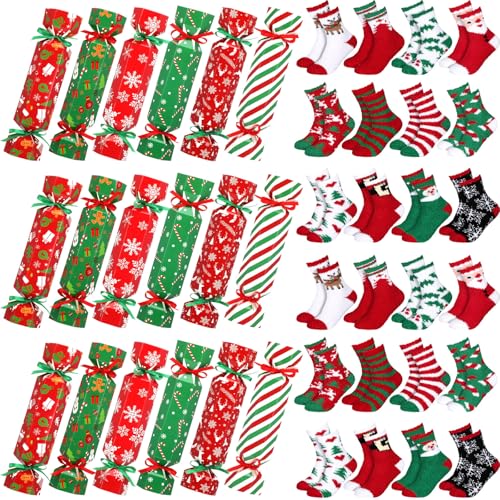 48 Pcs Fuzzy Christmas Socks and Candy Gift Boxes K189