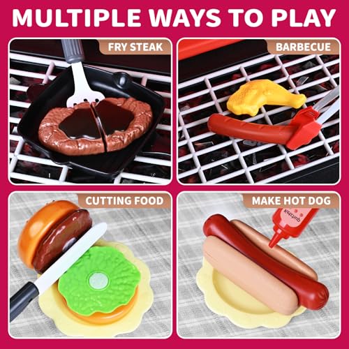 Kids BBQ Grill Playset with Smoke Sound Light L418