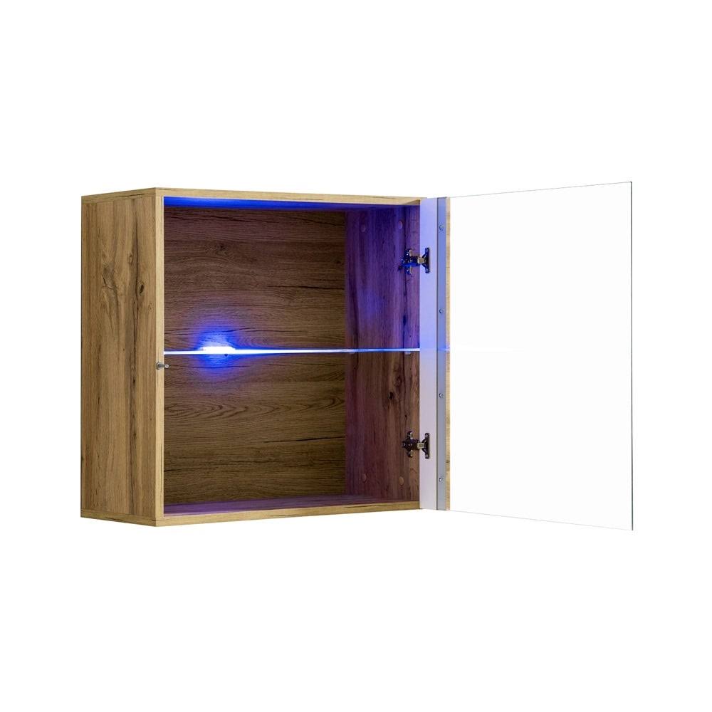 Oak Wall Mounted Floating Bookcase Cabinet K1845