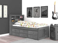 Charcoal Twin Bookcase Bed with 6 Drawers U206472