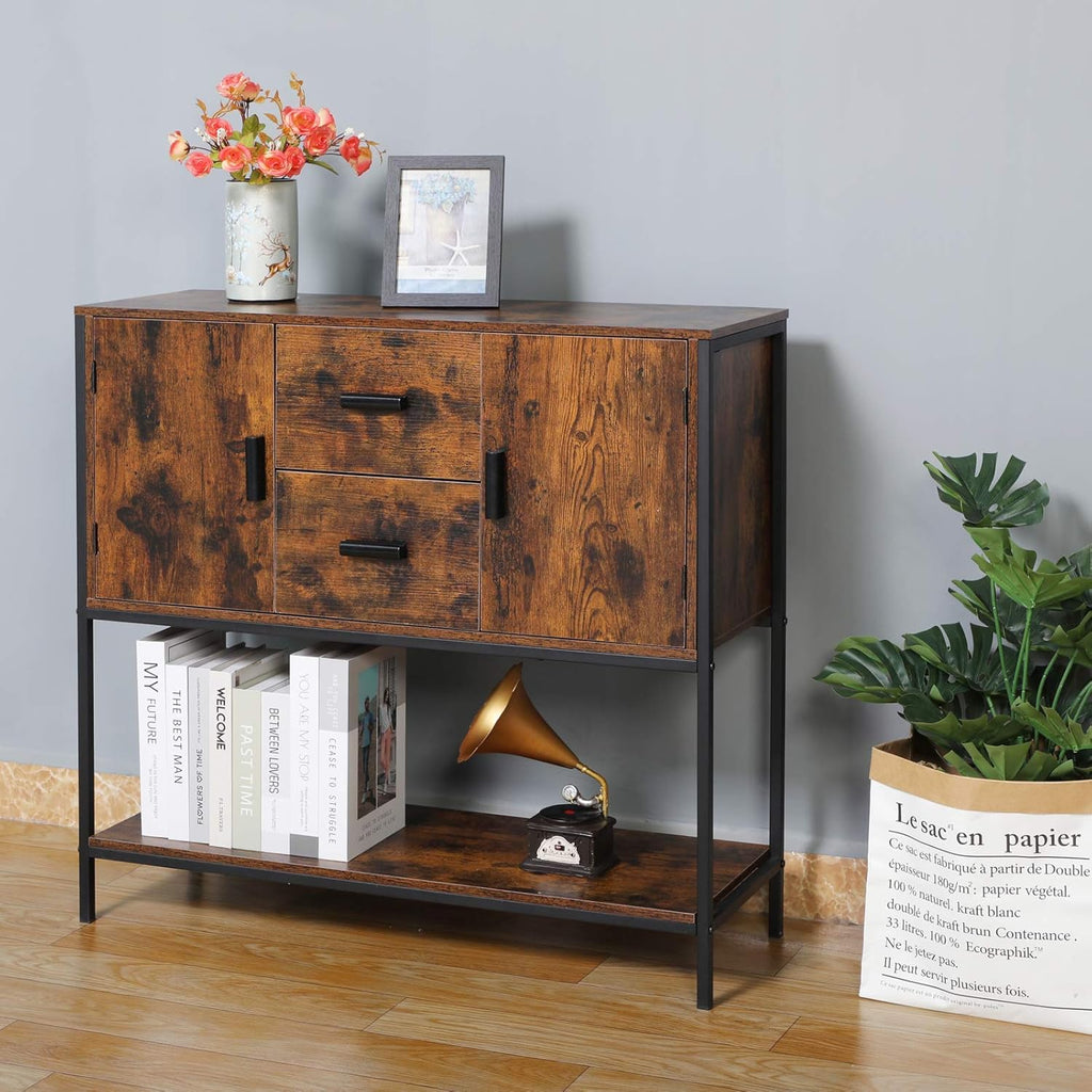 Rustic Brown Storage Cabinet with 2 Drawers M17180