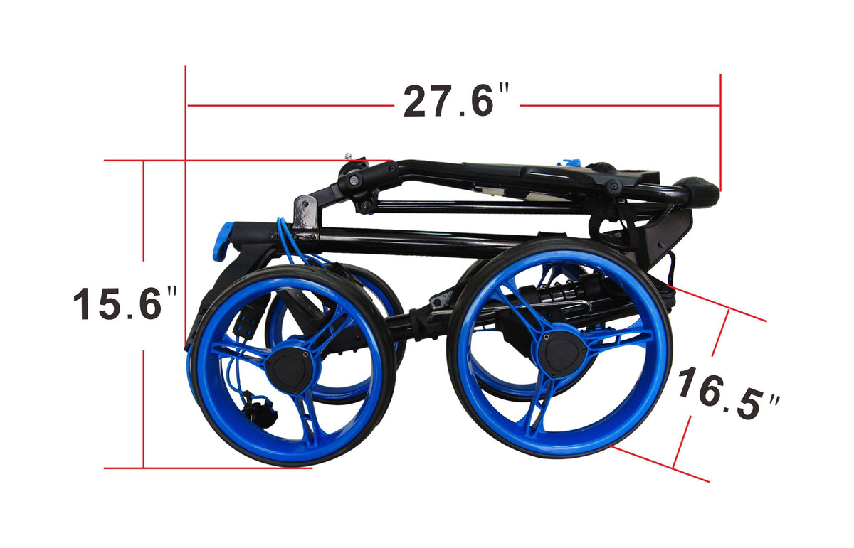 4 Wheel Folding Push Pull Golf Cart Black/Blue W8998