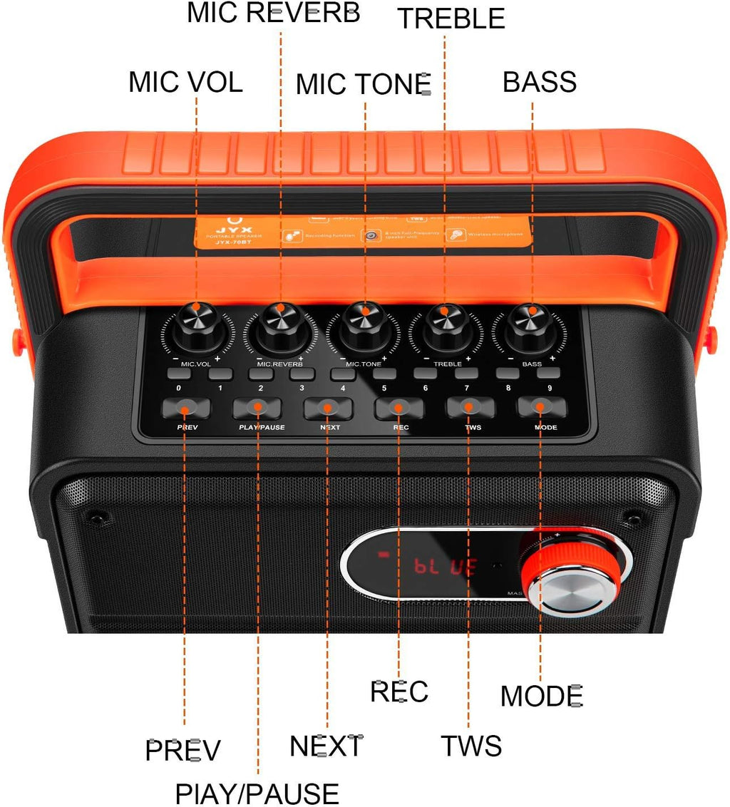 Portable Bluetooth Karaoke Machine PA Speaker System with Microphone A48648