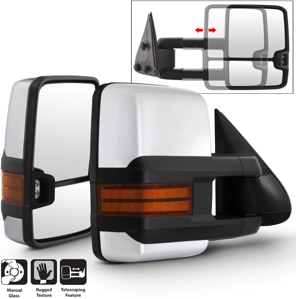 Telescoping Manual Towing Side Mirrors Driver+Passenger Left+Right H340587