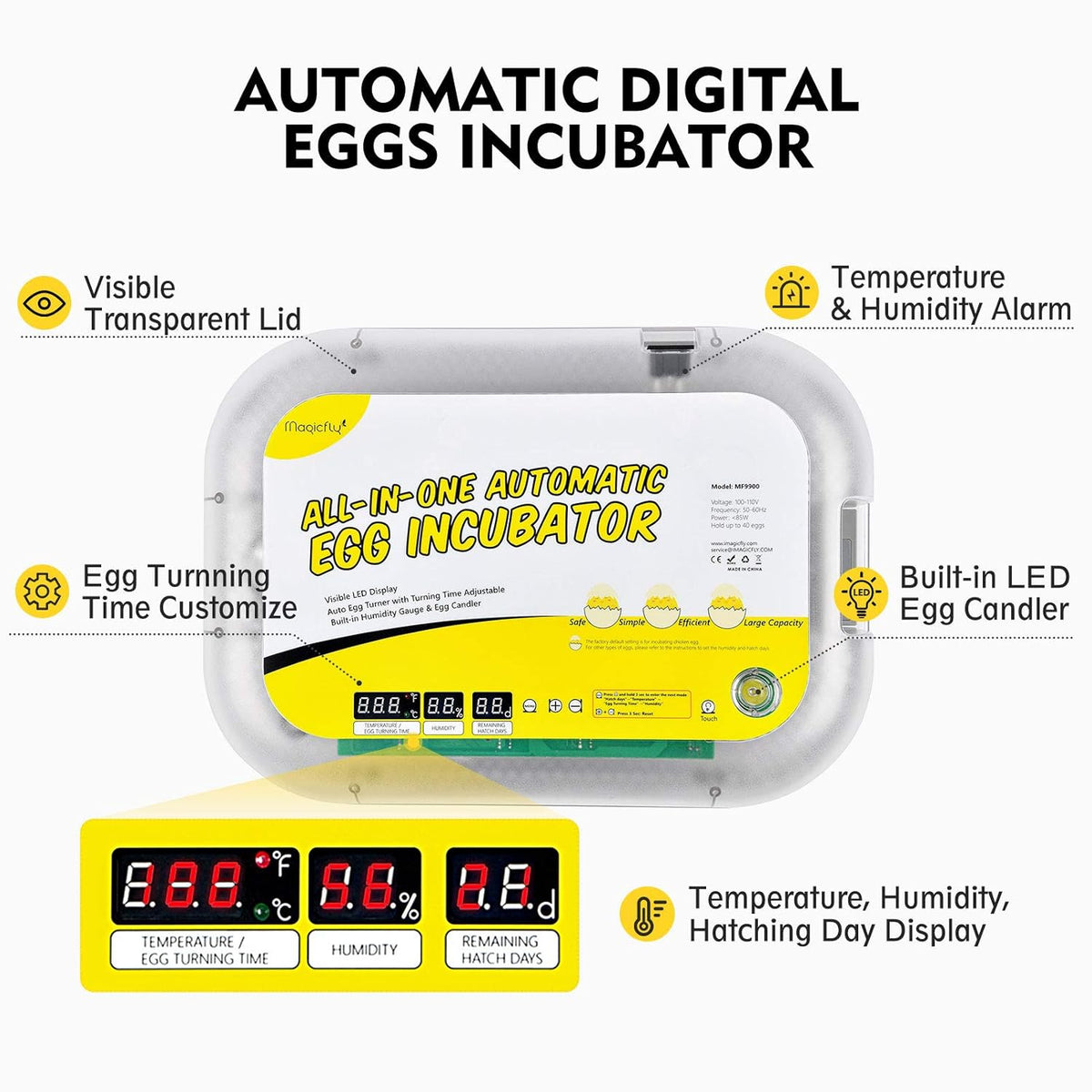 40 Egg Incubator with Automatic Egg Turning and Temperature Control S36049