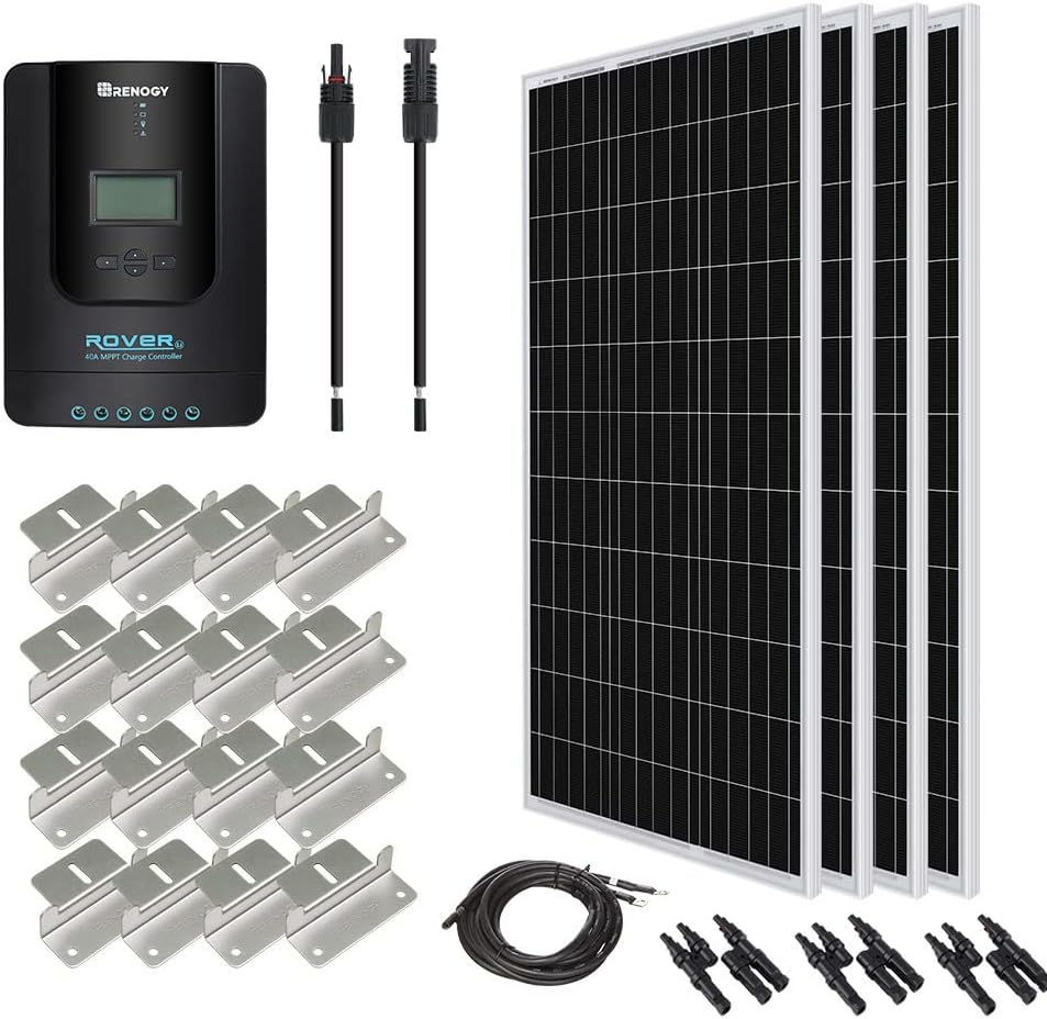 400 Watt 12 Volt Monocrystalline Solar Panel Kit with 30A Charge Controller W29701