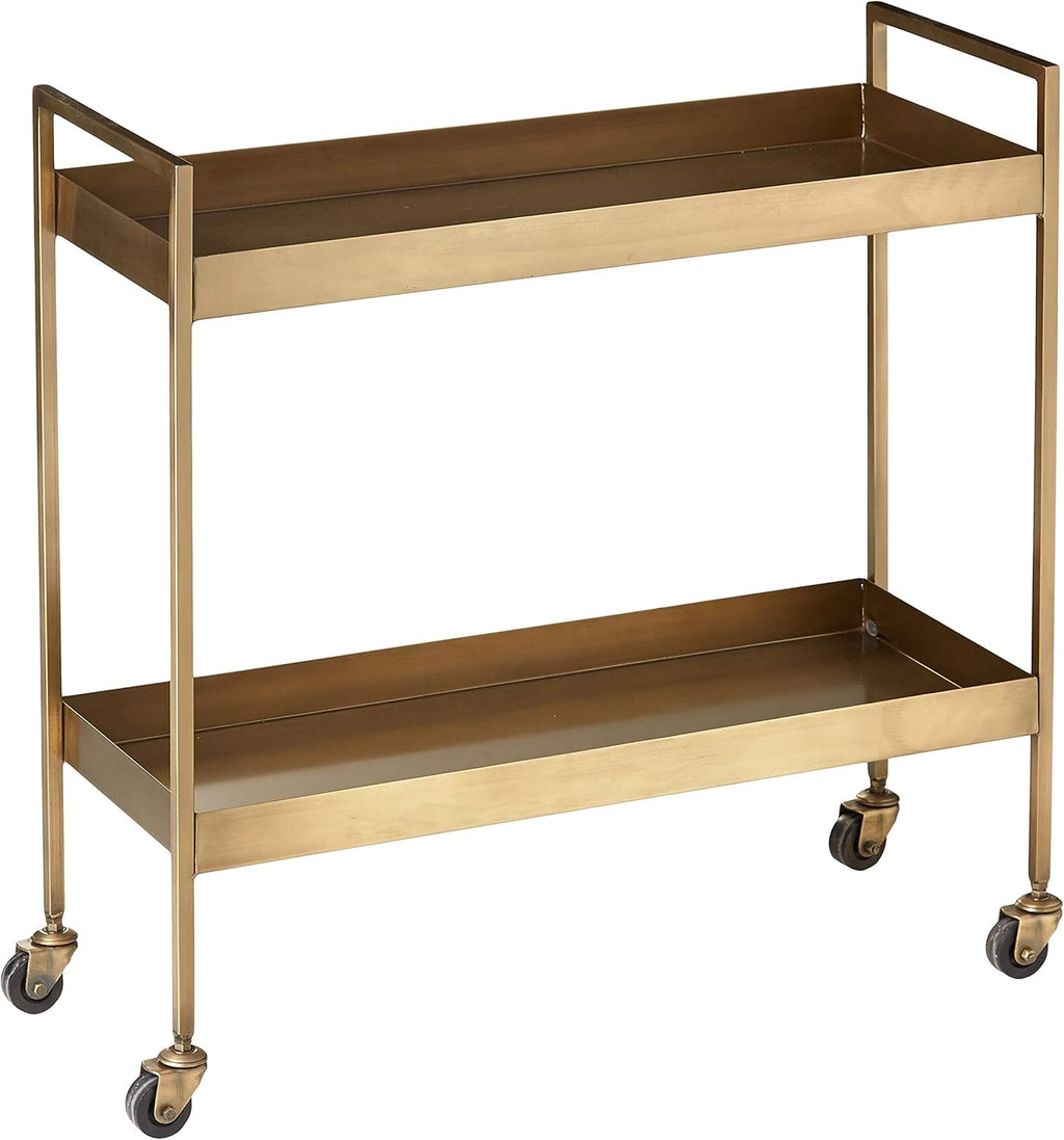 Metal 2-Tier Bar Cart on Caster Wheels E194
