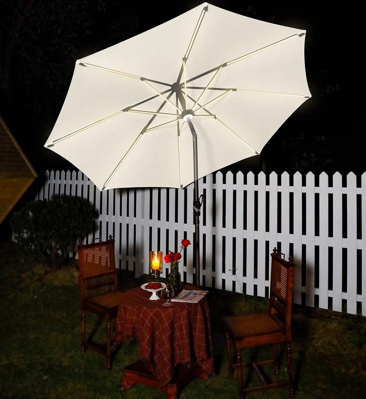 10 ft. Solar Powered LED Aluminum Patio Umbrella Sky Blue B742