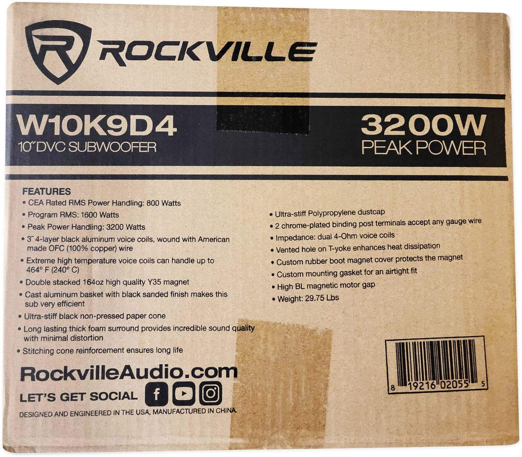 10 6400 Watt Car Subwoofers + Vented Sub Box Enclosure C9715