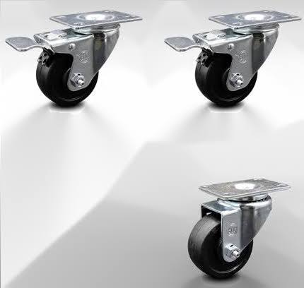 Soft Rubber Caster Set of 4 with Brakes V9586