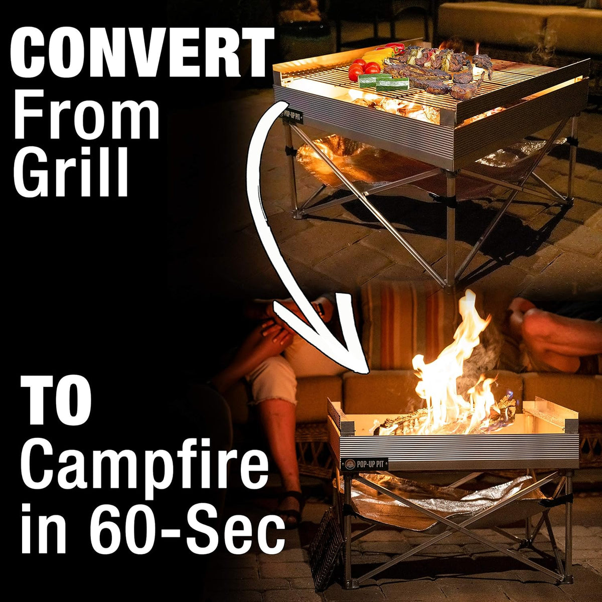 Portable Pop-Up Fire Pit and BBQ Grill with Carrying Bags L940