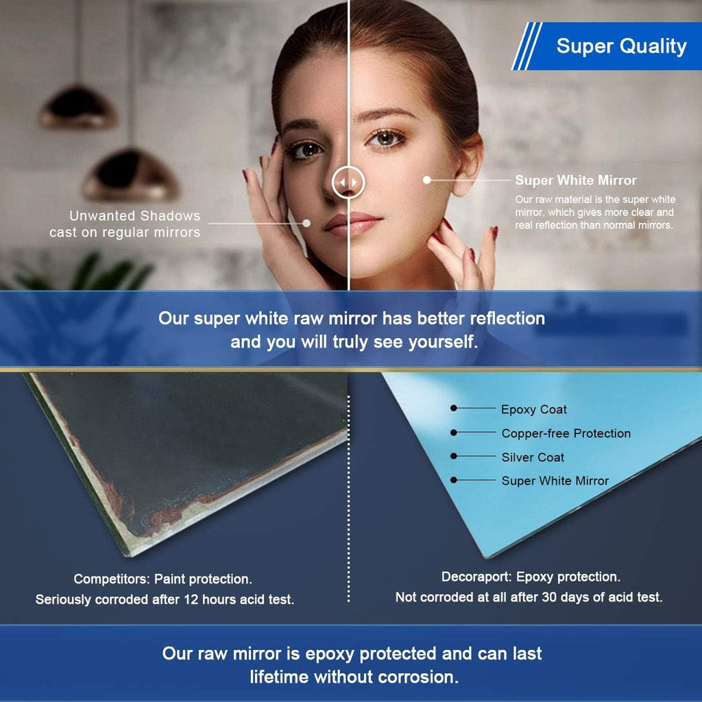 60 x 36 Inch Illuminated LED Bathroom Mirror with Smart Button, Anti Fog, Dimmable, Bluetooth Speakers Q865317