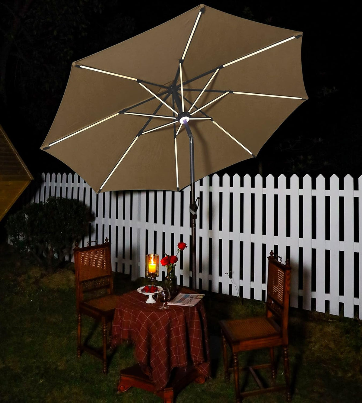 10 ft. Solar Powered LED Aluminum Patio Umbrella Sky Blue B742