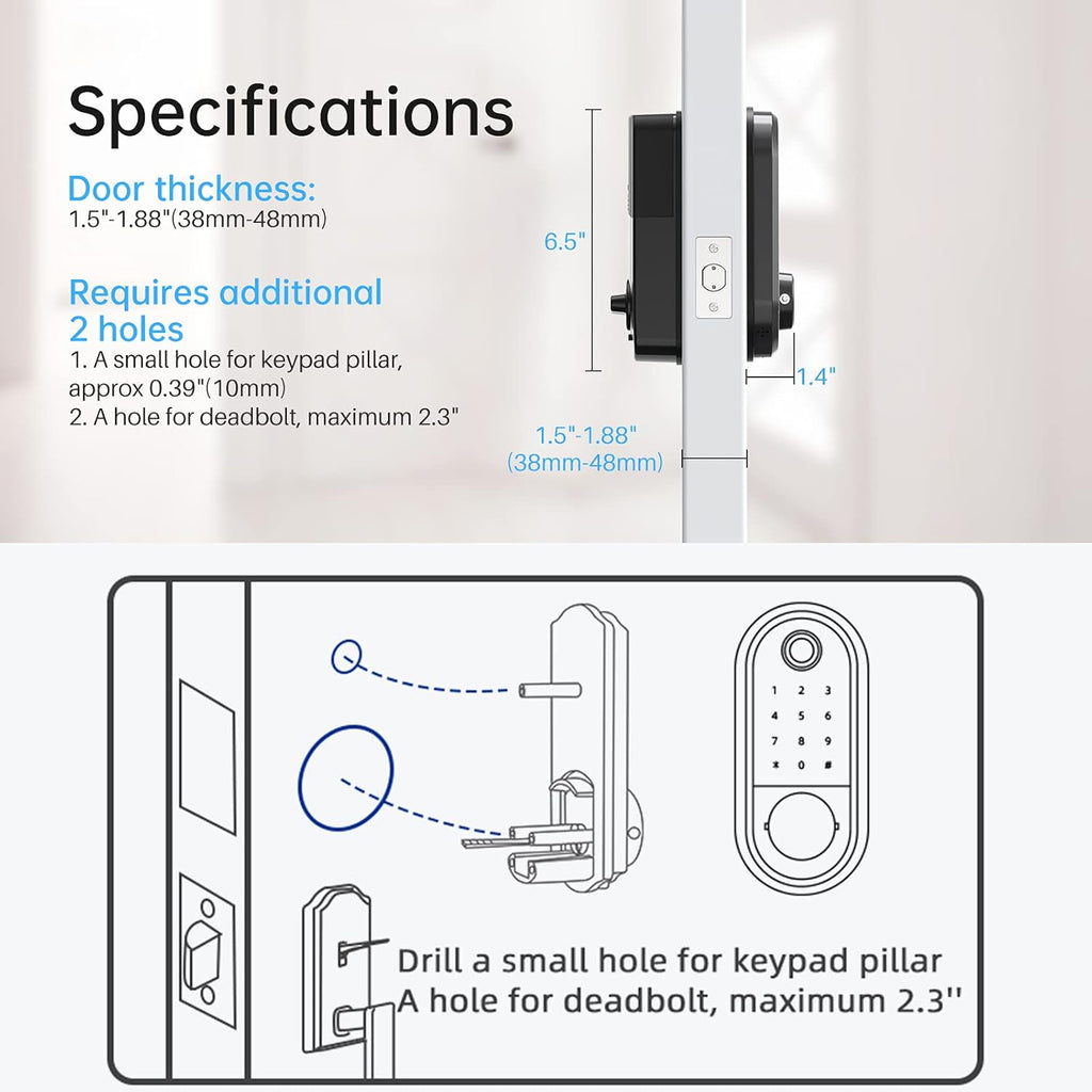 Keyless Entry Deadbolt Door Lock with Fingerprint Touchscreen Keypad U739519