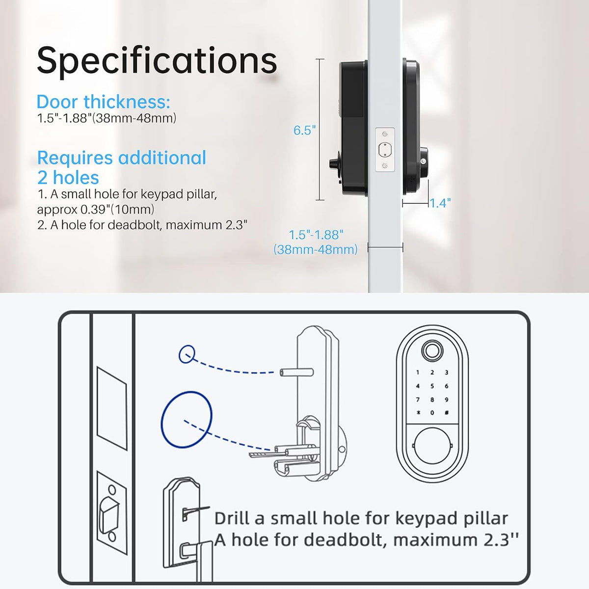 Keyless Entry Deadbolt Door Lock with Fingerprint Touchscreen Keypad U739519